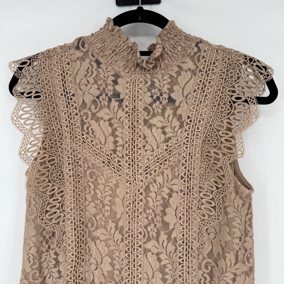 Cable & Gage Lace Sleeveless top size Sm Romantic Victorian Lined Champagne - Picture 4 of 9